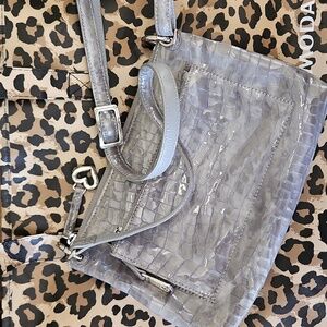 Brighton Bria Messenger Bag Dove Gray Croc